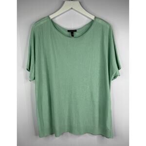 EILEEN FISHER Women's Green Organic Cotton Linen Knit Sweater Sz M Sustainable